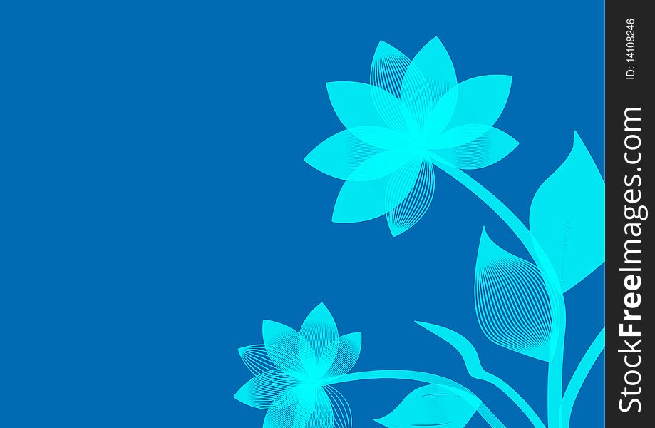 Blue abstract background with stylize flower. Blue abstract background with stylize flower