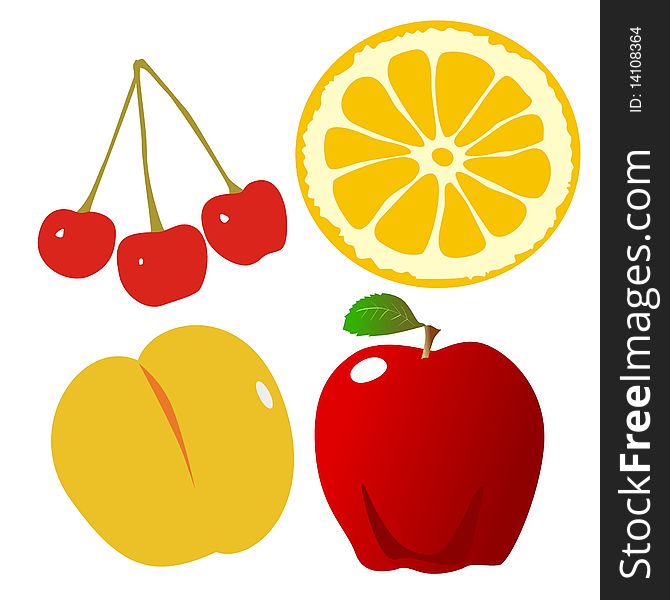 Vector color collection of fruits. Vector color collection of fruits