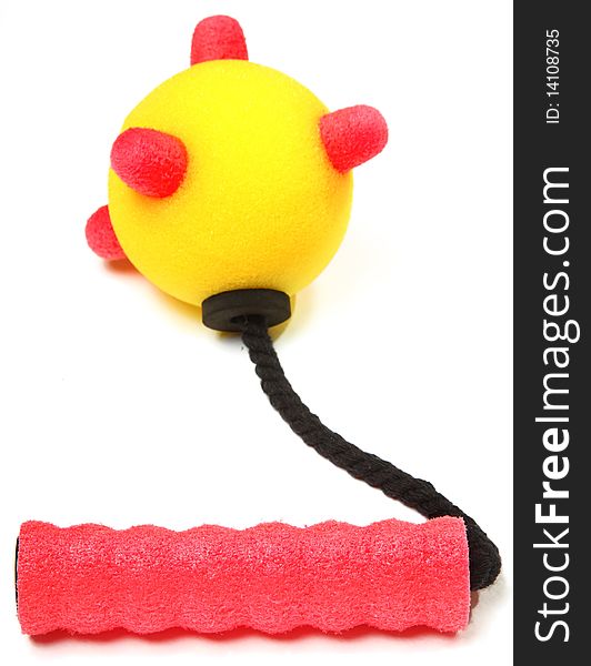 Colorful toy role play foam mace over white background. Colorful toy role play foam mace over white background.