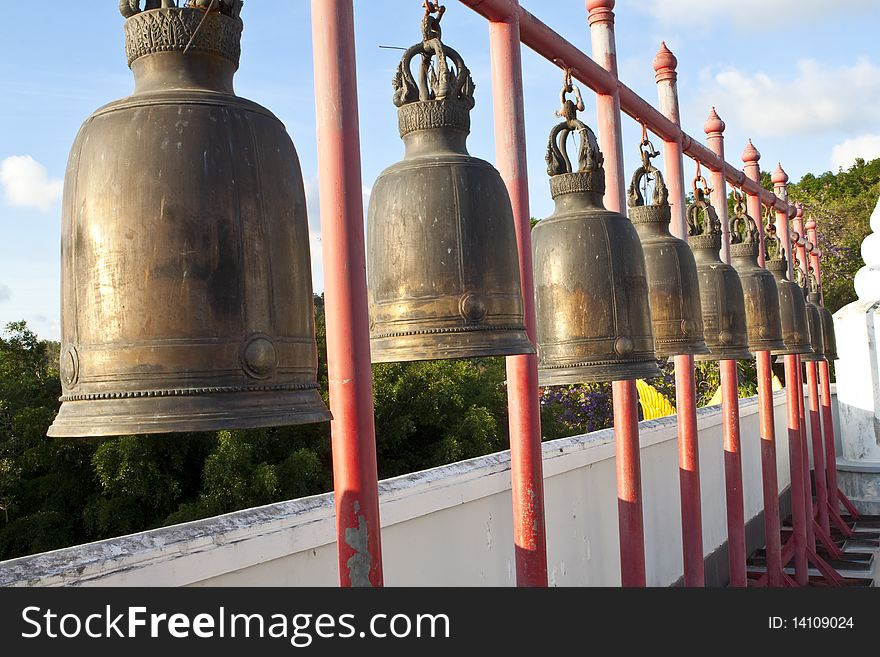 Religious bells in Chinese Temple South of Thailand