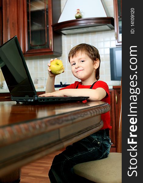 Little boy with laptop