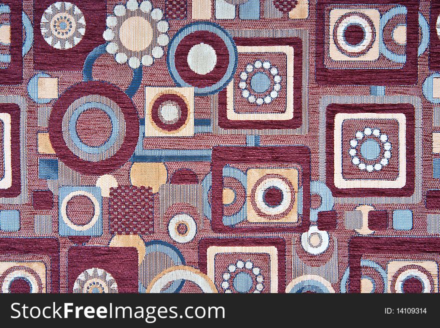 Textile background with square and round figures. Textile background with square and round figures