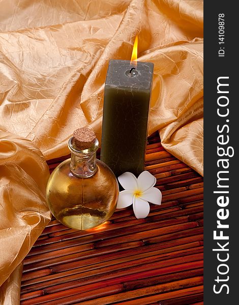 Spa items on bamboo mat