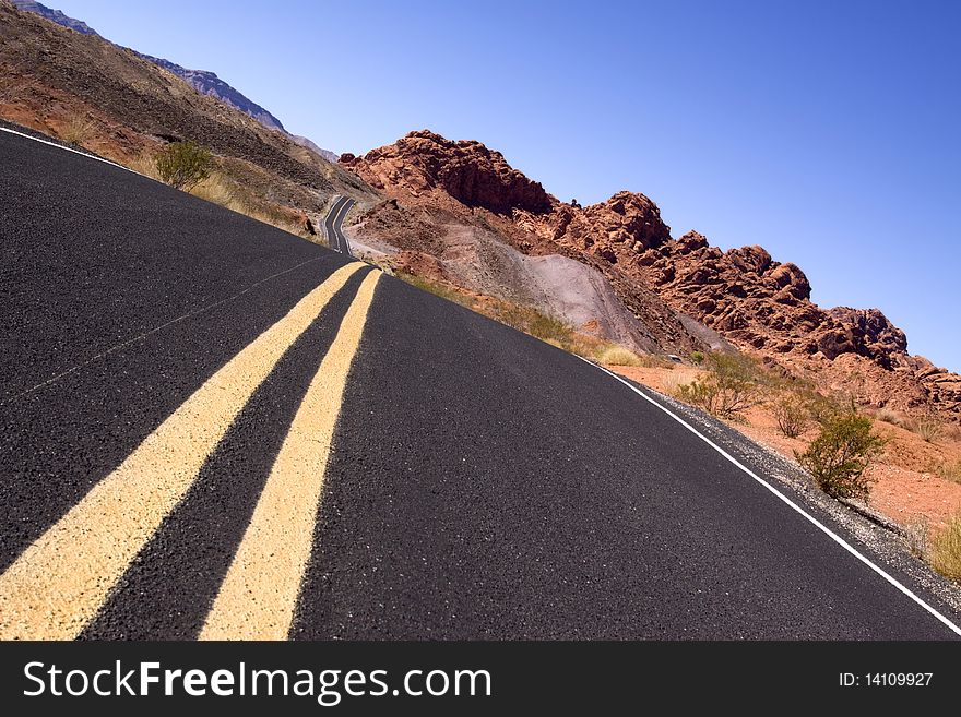 Long stretch of desert road