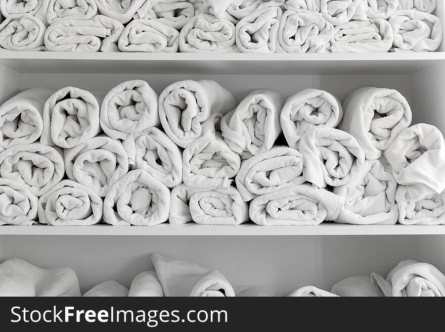 White Towels Pattern. Bathroom, Spa, Sauna Concept