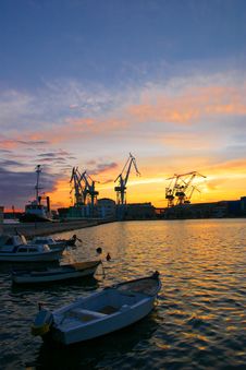 Harbor At Sunset Royalty Free Stock Photos