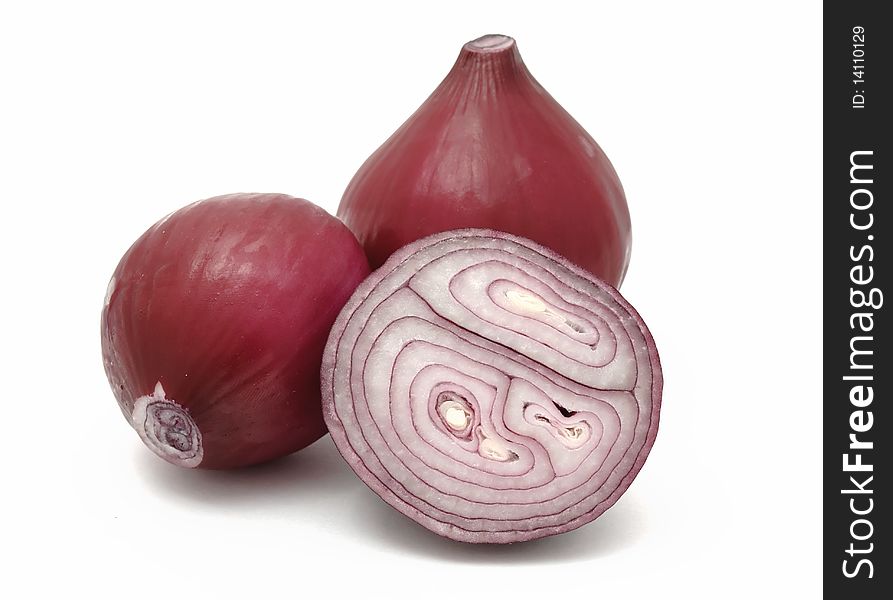 Red onions isolated on a white background
