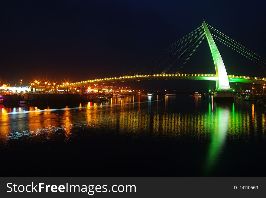 The night shoot of bridge at night in Danshuei , Taiwan.