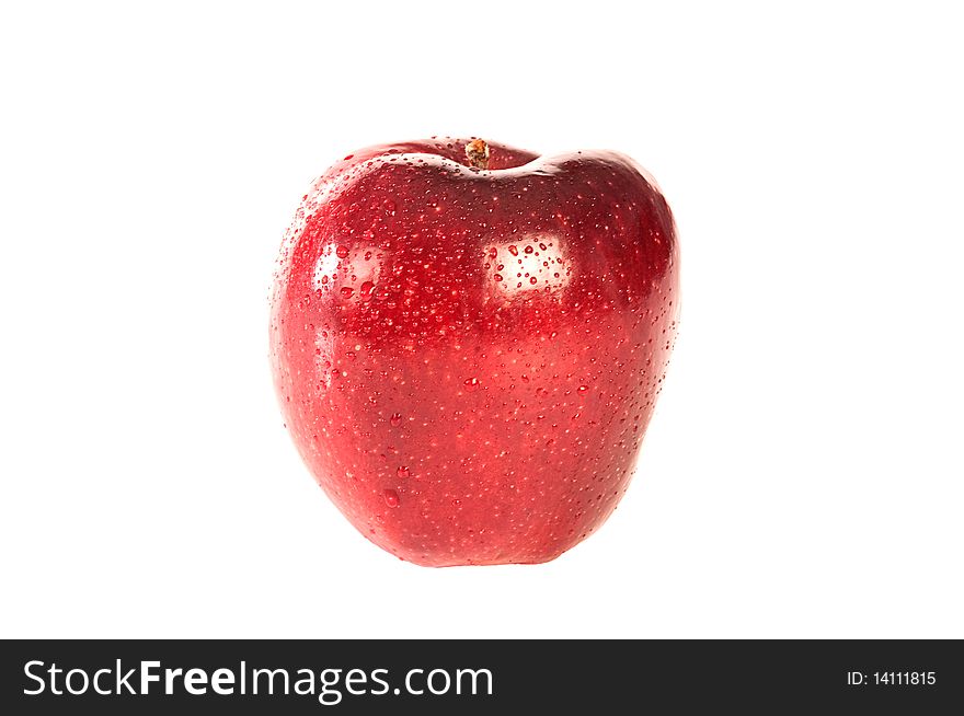 Close-up of a red apple on white background