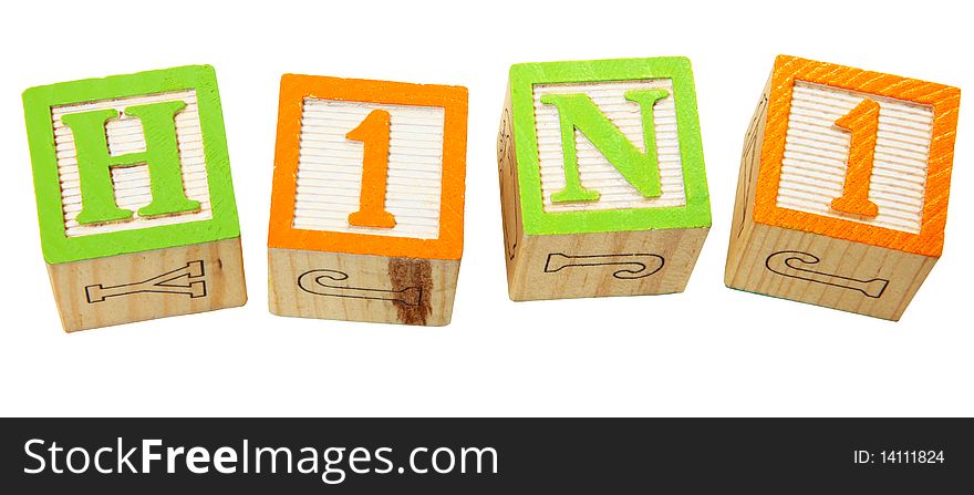 H1N1 in colorful alphabet blocks over white. H1N1 in colorful alphabet blocks over white.