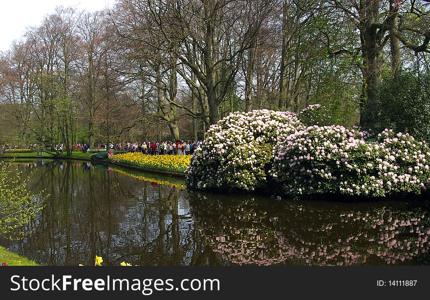 Crowd of people in floral park from Keukenhof, Holland. Crowd of people in floral park from Keukenhof, Holland.