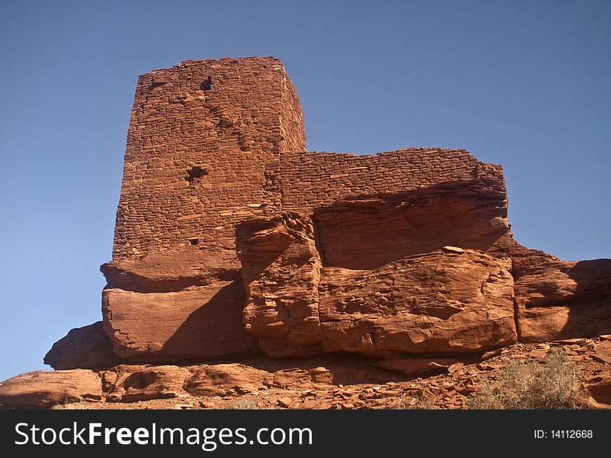 Ancient Native American Wukoki Pueblo Ruins from Wupatki National Monument near Flagstaff and Grand Canyon, Arizona
