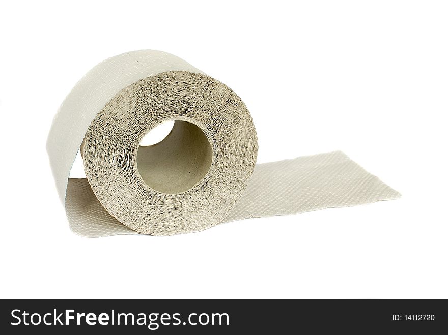 White Toilet paper on white background