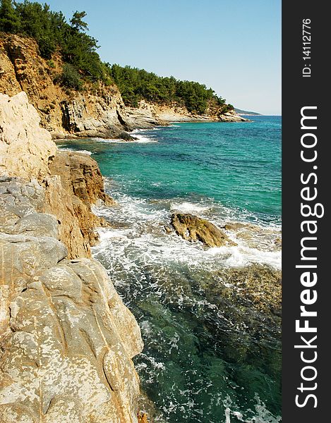 East coastline on the Thassos island in the Aegean sea. East coastline on the Thassos island in the Aegean sea