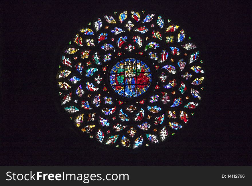 Rose window in the new Cathedral of Vitoria, Alava, Spain. Rose window in the new Cathedral of Vitoria, Alava, Spain
