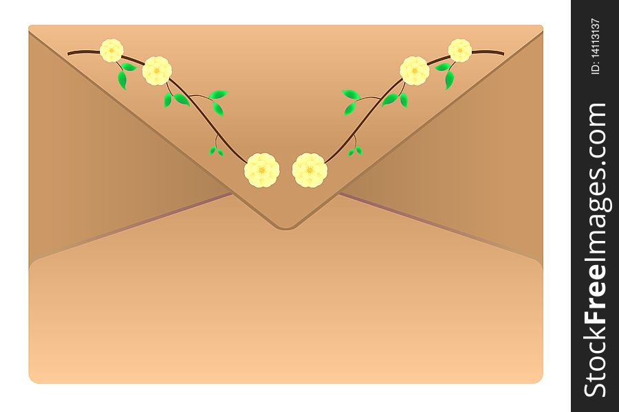 Oriental cherry branch on post envelope