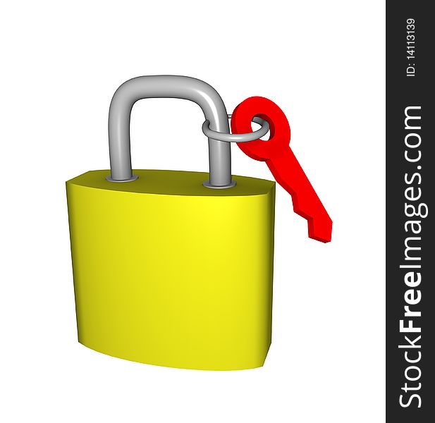 3d Padlock With Key