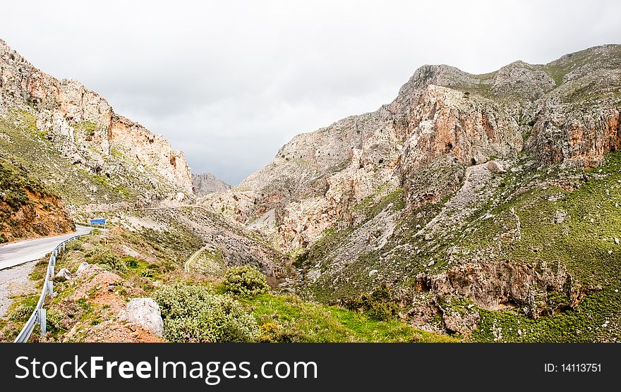 Landscape at Kourtalioti Canyon in Crete, Greece