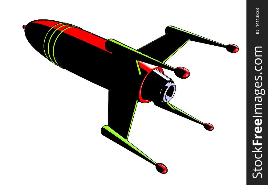 3D model of a stylised rocket