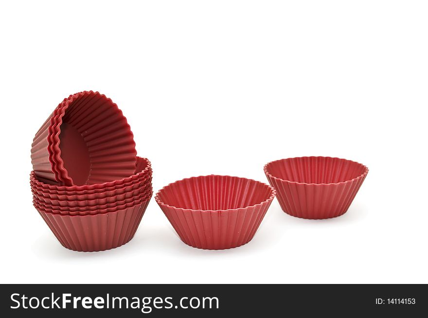 Silicone bakeware set isolated on a white background. Silicone bakeware set isolated on a white background.