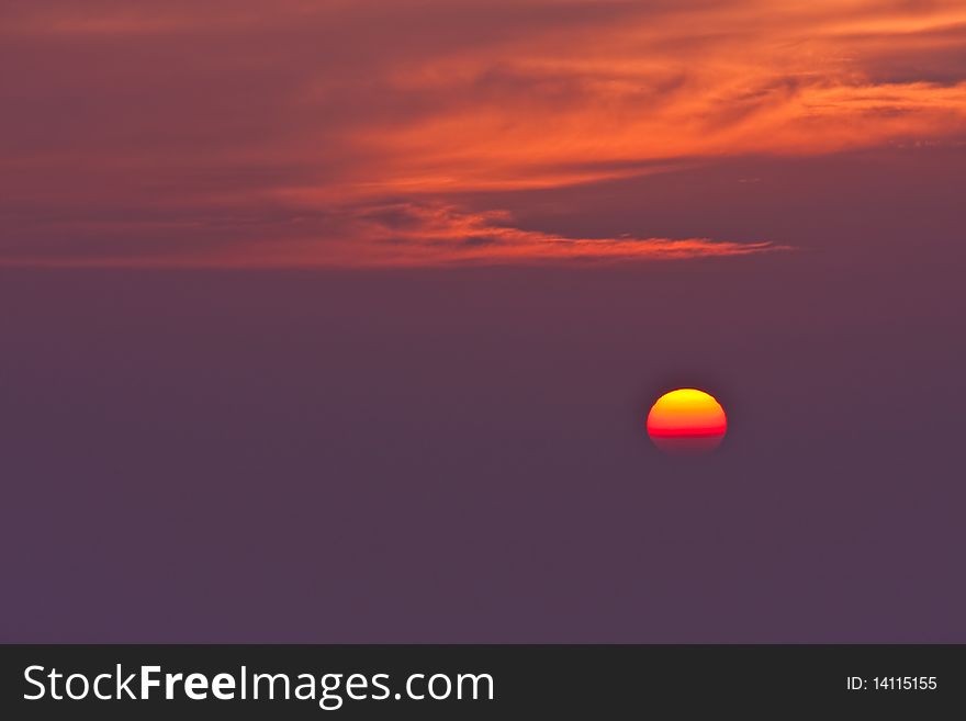 Sunrise on yellow sky image