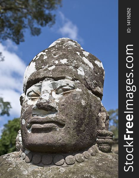 Heads of the guardians of Angkor Thom within the Angkor Temples, Cambodia