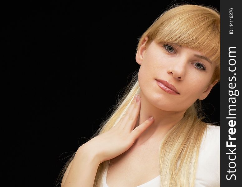 Fashionable woman on black background