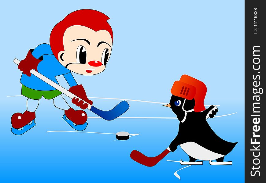 Vector illustration of children hockey