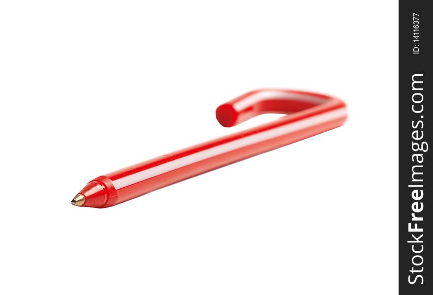 Unusual red pink pen as candy (isolated)