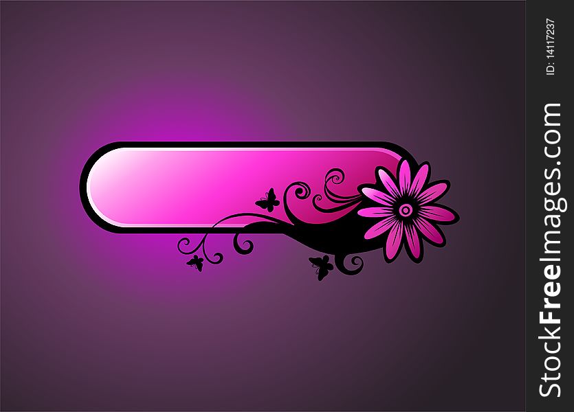 Background with violet frame and floral design element