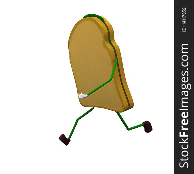 3d illustration of toast on the run