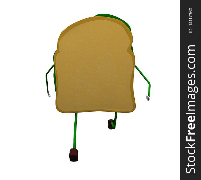 3d illustration of toast on the run