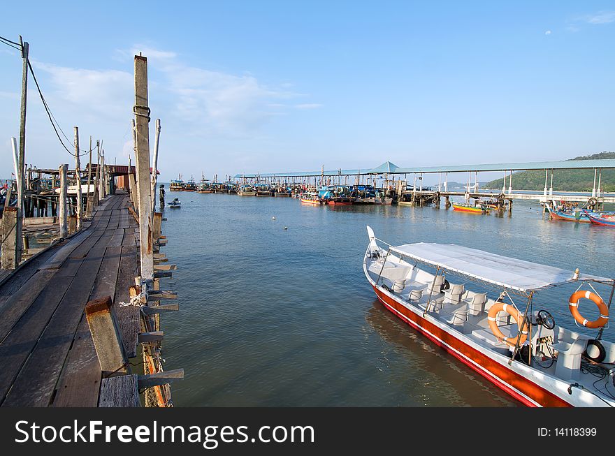 Scenic of an old jetty with clear sky. Scenic of an old jetty with clear sky