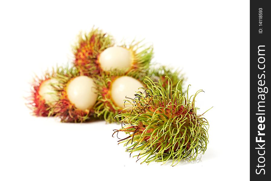 Exotic Thai fruit Rambutan or Ngo isolated on white