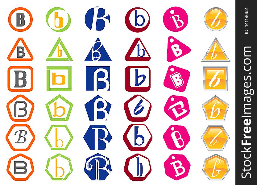 Letter B Icon Design Badges and Tags Set. Letter B Icon Design Badges and Tags Set
