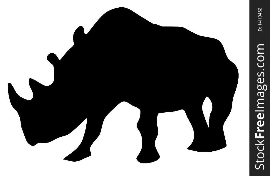 Vector black silhouette of rhinoceros