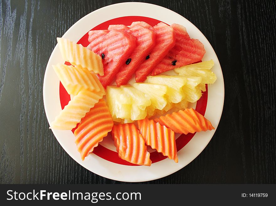 Thai fruits carving after meal