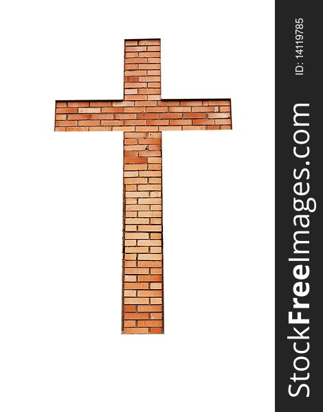 A brick cross isolated on white