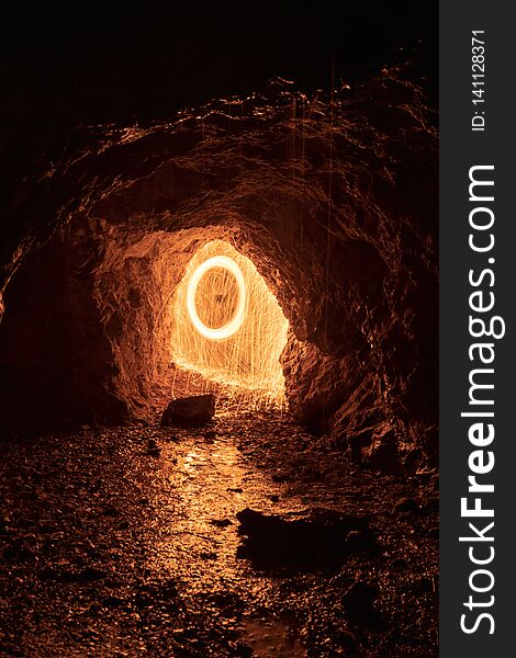 Steel wool photo in a cave at mineral ridge