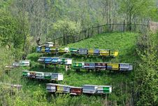 Beehives On A Hill Royalty Free Stock Photos Beehives On A Hill Royalty Free Stock Photos