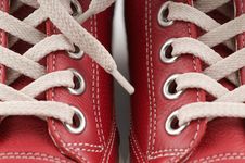 Red Leather Sneakers Royalty Free Stock Photography Red Leather Sneakers Royalty Free Stock Photography