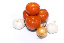 Tomatoes Onion And Garlic Stock Photo