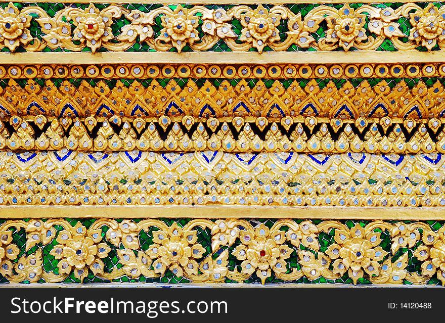 Thai archetectural decoration for Buddhist temple. Close-up photo. Thai archetectural decoration for Buddhist temple. Close-up photo