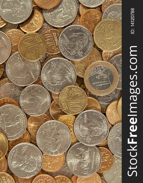 Background from coins of the different countries