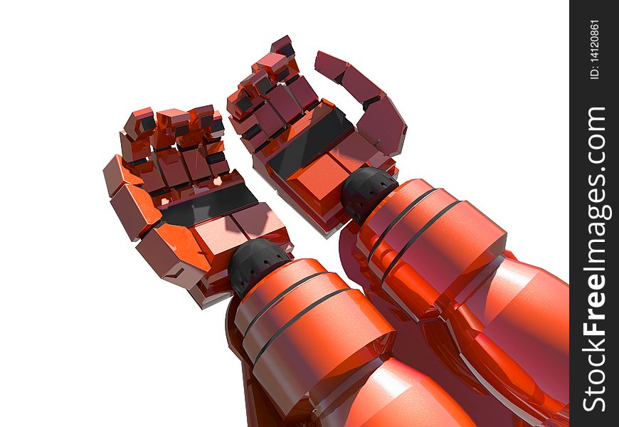 Two Empty Red Hands Of Robot