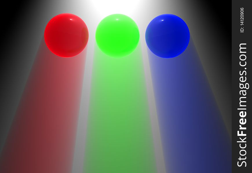 RGB glass balls with light coming through them. RGB glass balls with light coming through them