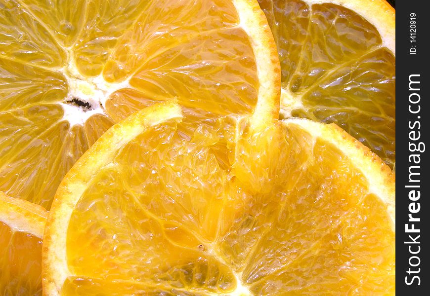 Slices of fresh oranges texture