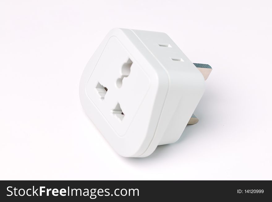 Travel adapter on a white background. Travel adapter on a white background.