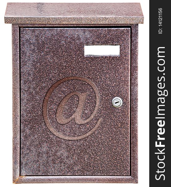 Isolated metal rusty mailbox on white background. Isolated metal rusty mailbox on white background