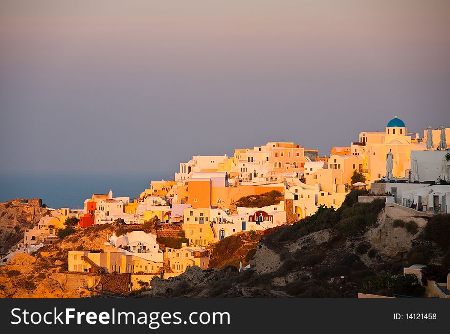 Santorini Island in greek greece village on cliff